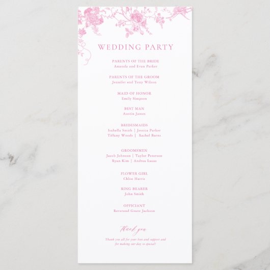 Französisch Toile Classic Rosa Blumenzehen Programm (Rückseite)