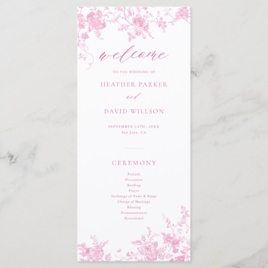 Französisch Toile Classic Rosa Blumenzehen Programm (Vorderseite)