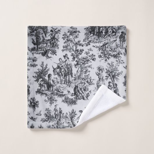 Französisch toile de joues Schwarz-Weiß elegant Badhandtuch Set (Waschlappen)