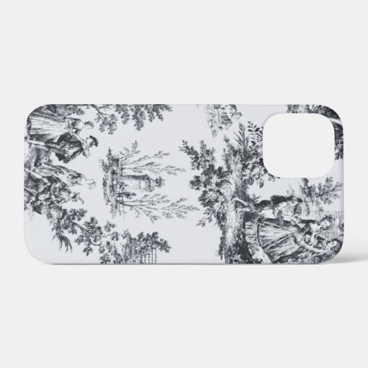 Französisch toile de joues Schwarz-Weiß elegant Case-Mate iPhone Hülle (Rückseite (Horizontal))