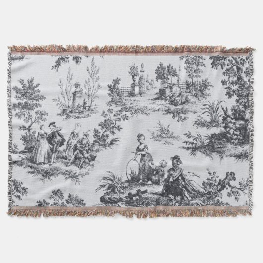 Französisch toile de joues Schwarz-Weiß elegant Decke (Vorderseite)