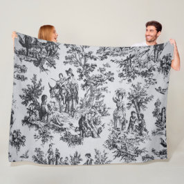 Französisch toile de joues Schwarz-Weiß elegant Fleecedecke