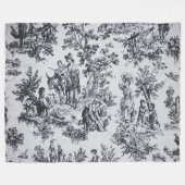 Französisch toile de joues Schwarz-Weiß elegant Fleecedecke (Vorderseite (Horizontal))