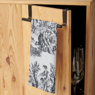 Französisch toile de joues Schwarz-Weiß elegant Geschirrtuch