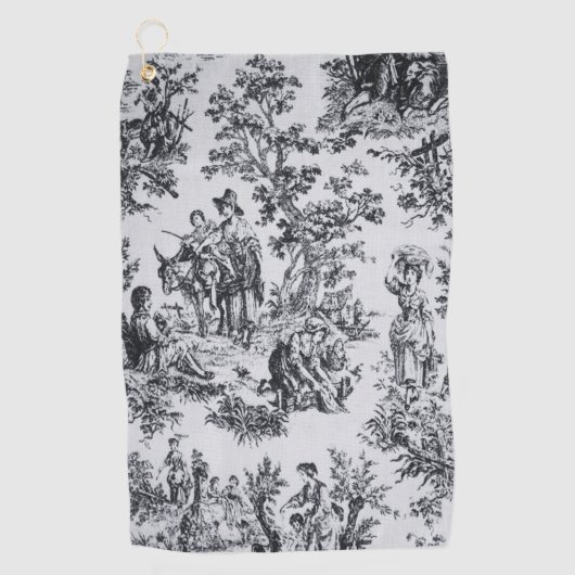 Französisch toile de joues Schwarz-Weiß elegant Golfhandtuch (Vorderseite)
