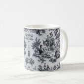 Französisch toile de joues Schwarz-Weiß elegant Kaffeetasse (VorderseiteRechts)