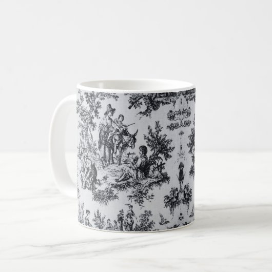 Französisch toile de joues Schwarz-Weiß elegant Kaffeetasse (Vorderseite Links)