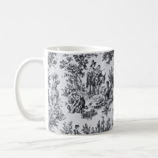 Französisch toile de joues Schwarz-Weiß elegant Kaffeetasse (Links)