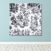 Französisch toile de joues Schwarz-Weiß elegant Leinwanddruck (Insitu (Holzboden))