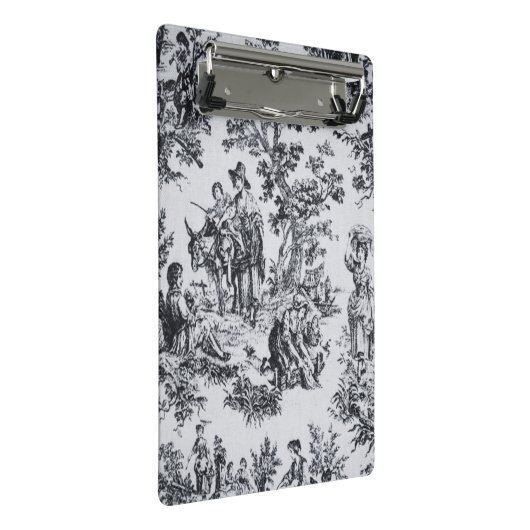 Französisch toile de joues Schwarz-Weiß elegant Mini Klemmbrett (Schrägansicht)