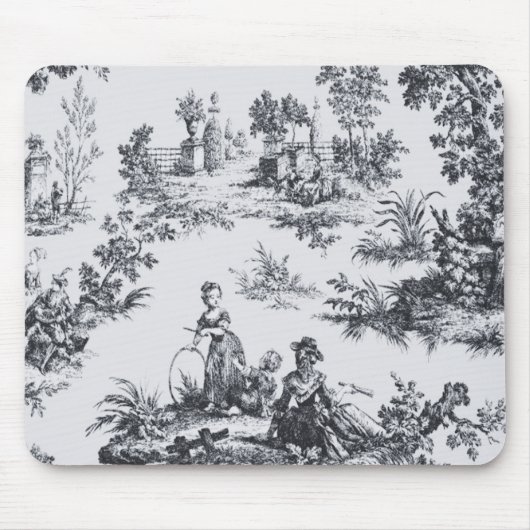 Französisch toile de joues Schwarz-Weiß elegant Mousepad (Vorne)