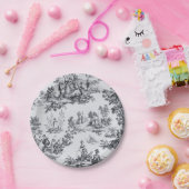 Französisch toile de joues Schwarz-Weiß elegant Pappteller (Party)