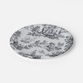 Französisch toile de joues Schwarz-Weiß elegant Pappteller (Schrägansicht)