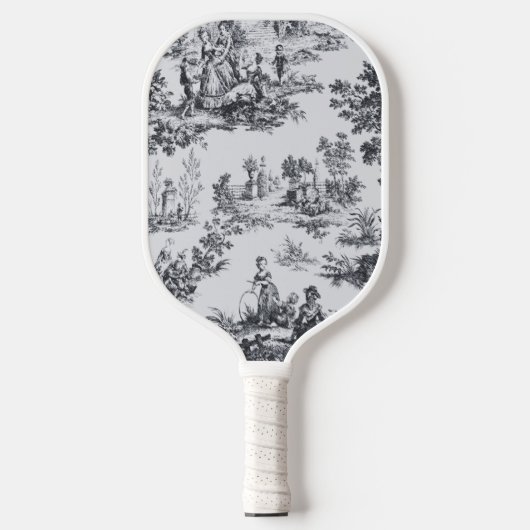 Französisch toile de joues Schwarz-Weiß elegant Pickleball Schläger (Vorderseite)