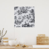 Französisch toile de joues Schwarz-Weiß elegant Poster (Küche)