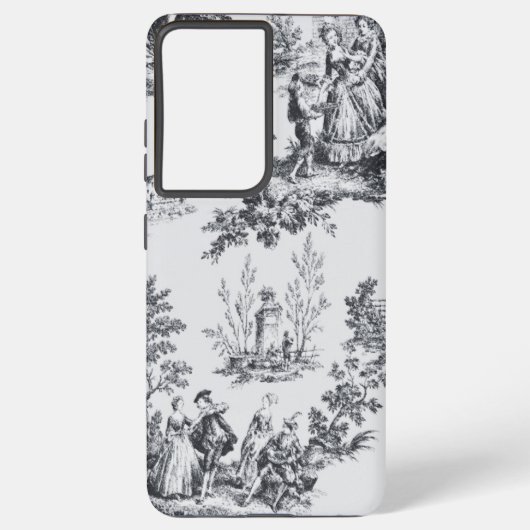 Französisch toile de joues Schwarz-Weiß elegant Samsung Galaxy Hülle (Rückseite)