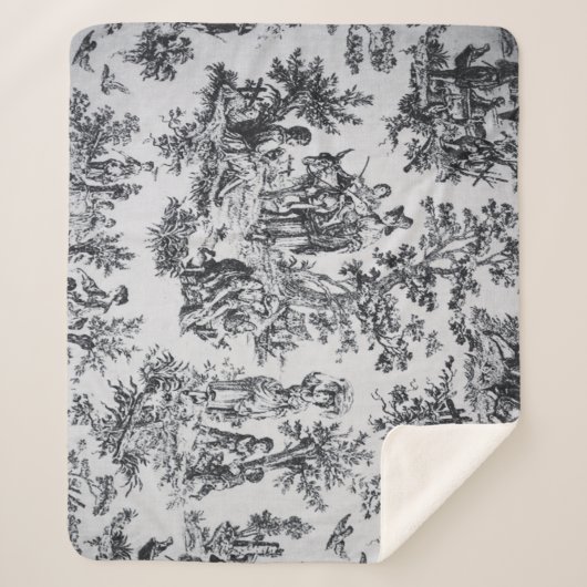 Französisch toile de joues Schwarz-Weiß elegant Sherpadecke (Vorderseite)