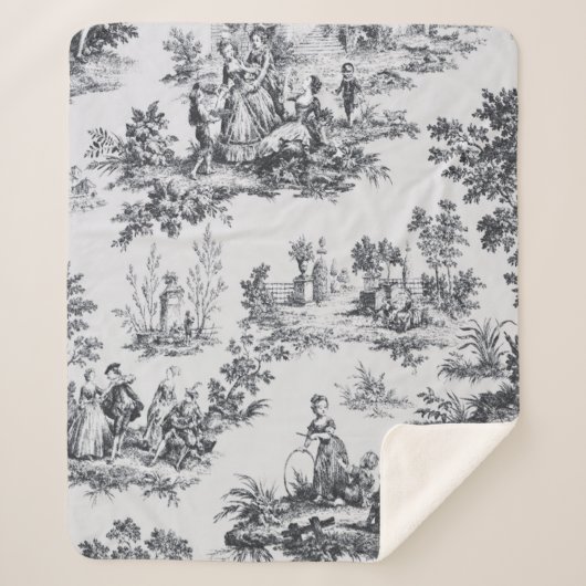 Französisch toile de joues Schwarz-Weiß elegant Sherpadecke (Vorderseite)