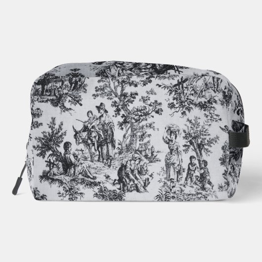 Französisch toile de joues Schwarz-Weiß elegant Waschbeutel (Rückseite)