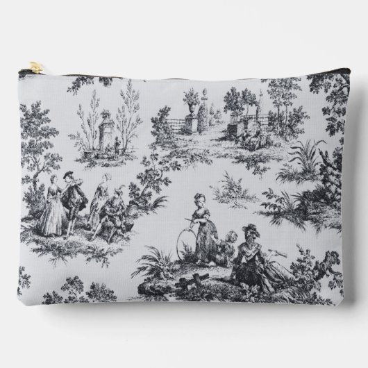 Französisch toile de joues Schwarz-Weiß elegant Zubehörtasche (Vorderseite)