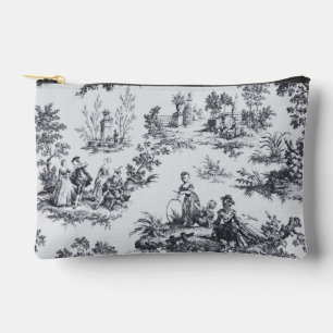 Französisch toile de joues Schwarz-Weiß elegant Zubehörtasche