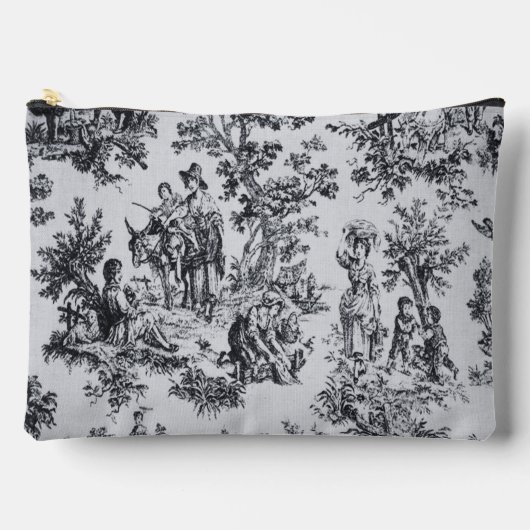 Französisch toile de joues Schwarz-Weiß elegant Zubehörtasche (Vorderseite)