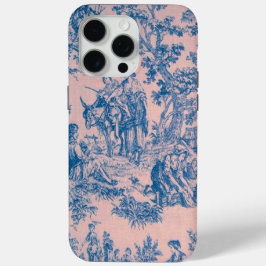 Französisch toile de jouy blau und rosa elegant Case-Mate iPhone hülle