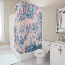 Französisch toile de jouy blau und rosa elegant