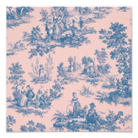 Französisch toile de jouy blau und rosa elegant