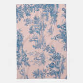 Französisch toile de jouy blau und rosa elegant geschirrtuch (Vertikal)