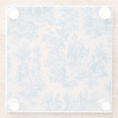 Französisch toile de jouy blau und rosa elegant glasuntersetzer (Rückseite)