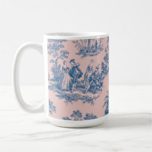 Französisch toile de jouy blau und rosa elegant kaffeetasse