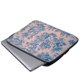 Französisch toile de jouy blau und rosa elegant laptopschutzhülle (Vorne Knopf)