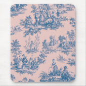 Französisch toile de jouy blau und rosa elegant mousepad (Vorne)