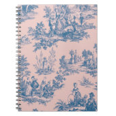 Französisch toile de jouy blau und rosa elegant notizblock (Vorderseite)