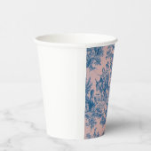 Französisch toile de jouy blau und rosa elegant pappbecher (Rechts)