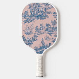 Französisch toile de jouy blau und rosa elegant pickleball schläger