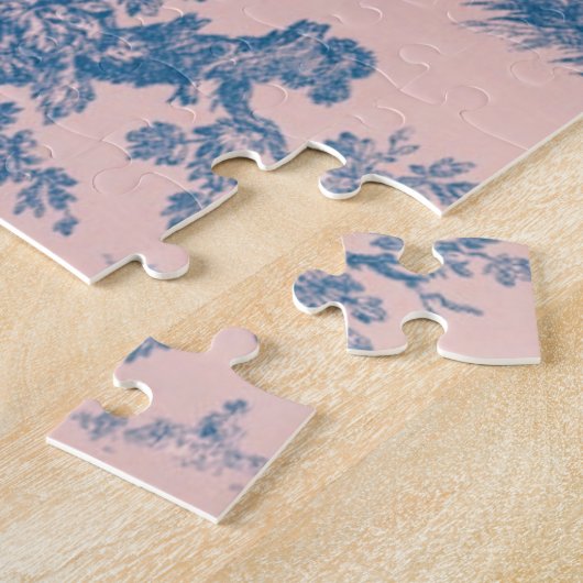 Französisch toile de jouy blau und rosa elegant puzzle (Seite)