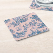 Französisch toile de jouy blau und rosa elegant rechteckiger pappuntersetzer (angewinkelt)