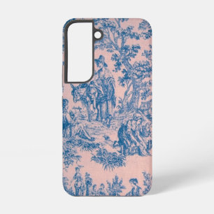 Französisch toile de jouy blau und rosa elegant samsung galaxy hülle