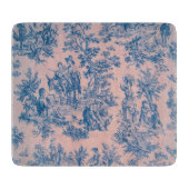 Französisch toile de jouy blau und rosa elegant schneidebrett (Vorderseite)