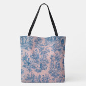 Französisch toile de jouy blau und rosa elegant tasche (Rückseite)