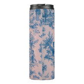 Französisch toile de jouy blau und rosa elegant thermosbecher (Rückseite)