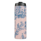 Französisch toile de jouy blau und rosa elegant thermosbecher (Vorderseite)