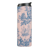 Französisch toile de jouy blau und rosa elegant thermosbecher (Nach links gedreht)
