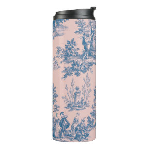 Französisch toile de jouy blau und rosa elegant thermosbecher