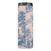 Französisch toile de jouy blau und rosa elegant thermosbecher (Rückseite)