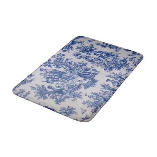 Französisch toile de jouy blau-weiß elegant badematte (Schrägansicht)