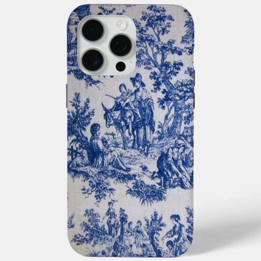 Französisch toile de jouy blau-weiß elegant Case-Mate iPhone hülle (Rückseite)