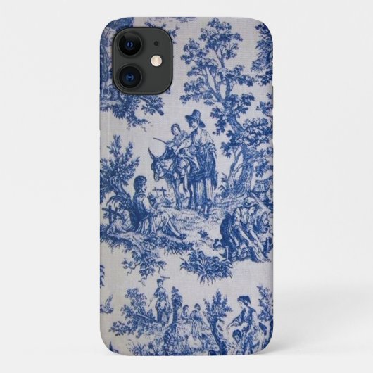 Französisch toile de jouy blau-weiß elegant Case-Mate iPhone hülle (Rückseite)